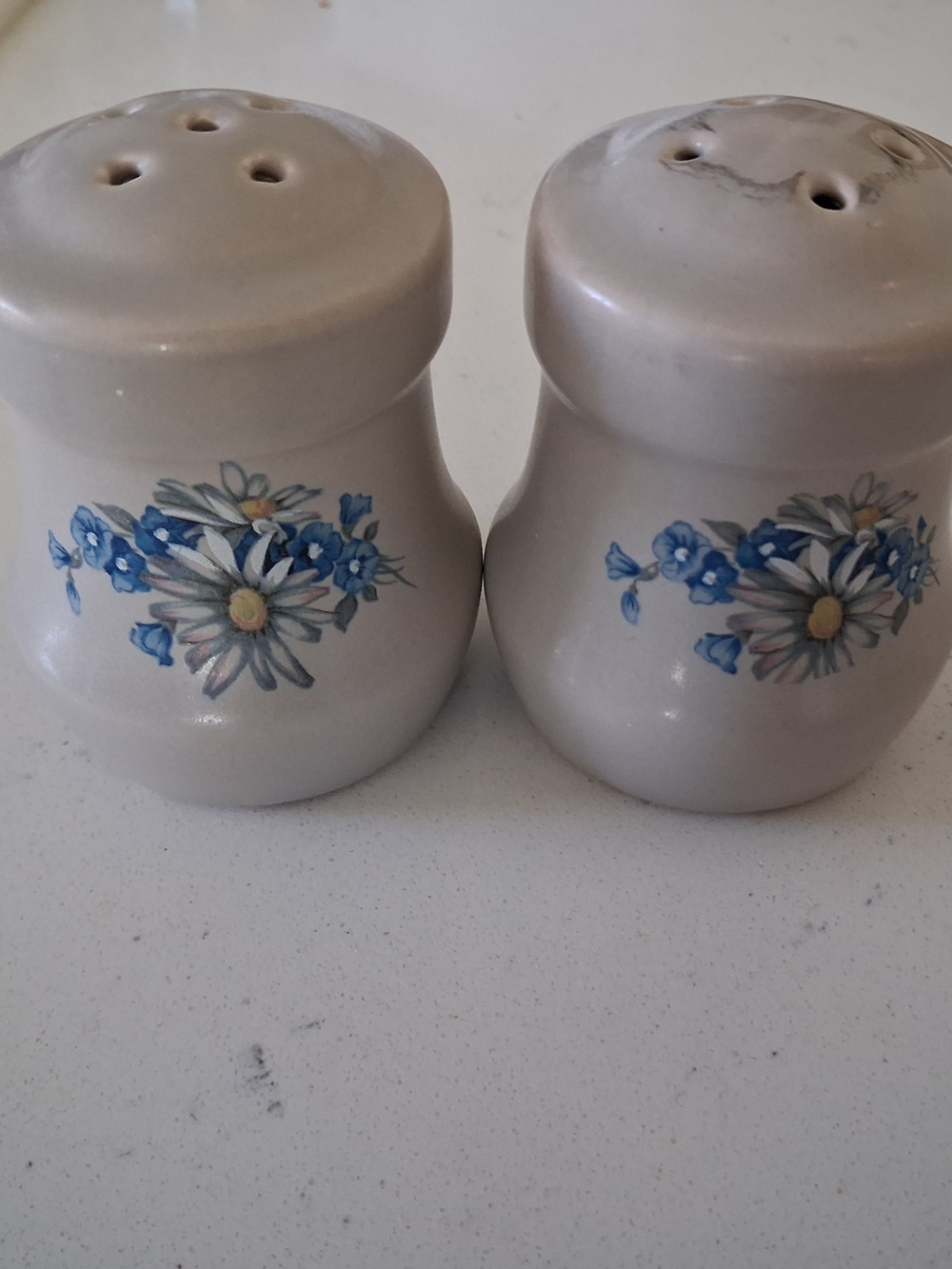 Vintage Crockery Inc. USA Blue Daisy Stoneware Salt & Pepper Shakers – Like New!